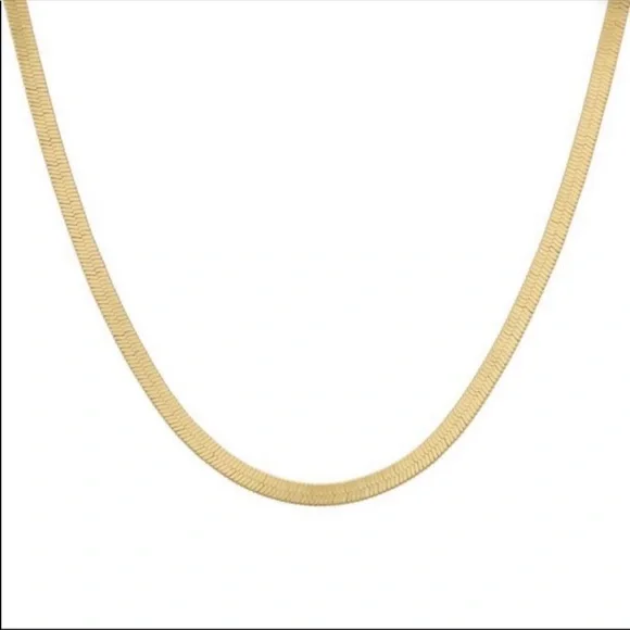NEW HERRINGBONE 18K GOLD PLATED CHAIN NECKLACE - Picture 4 of 5